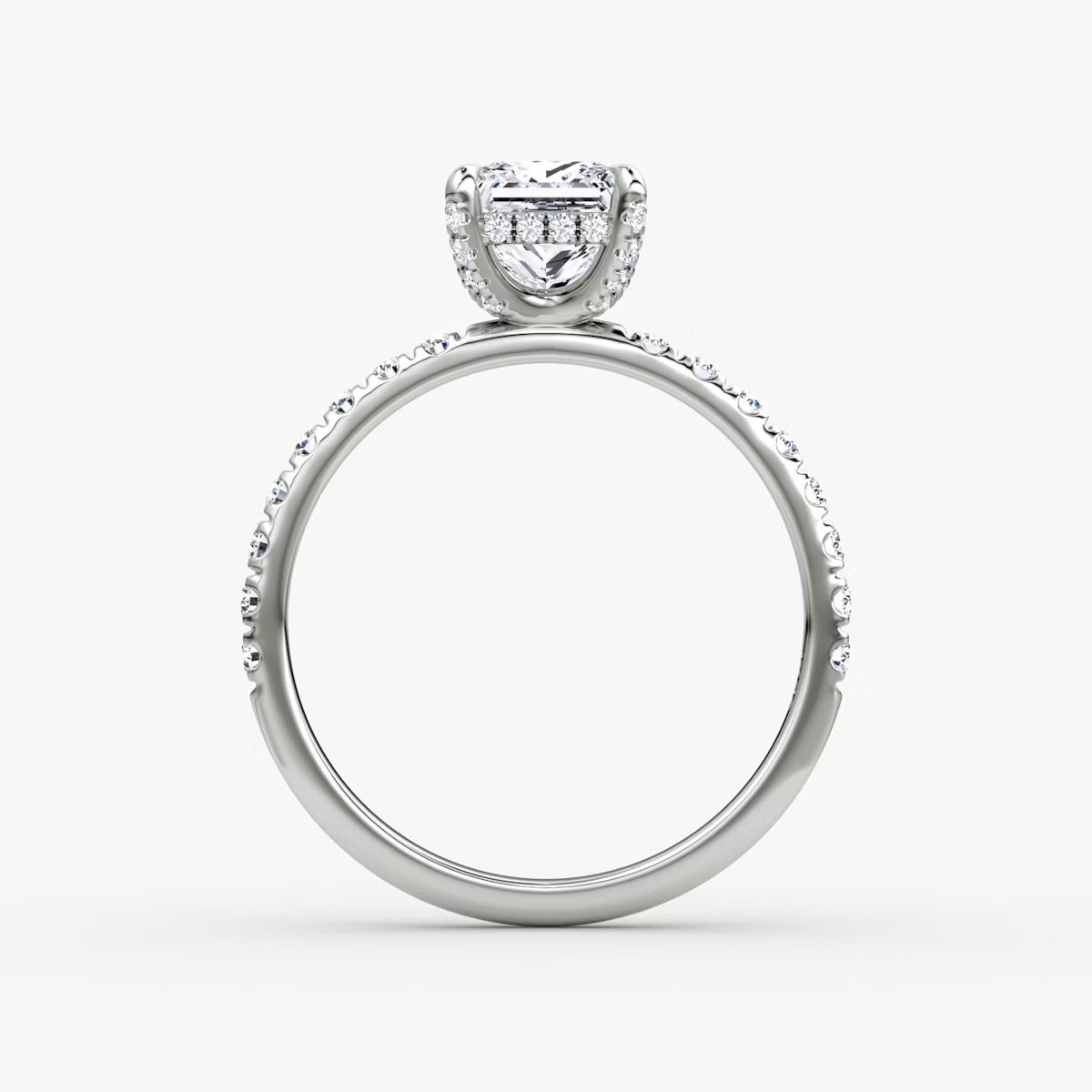 Princess Hidden Halo Diamond Ring with Pavé Setting and Prong-Set Accents