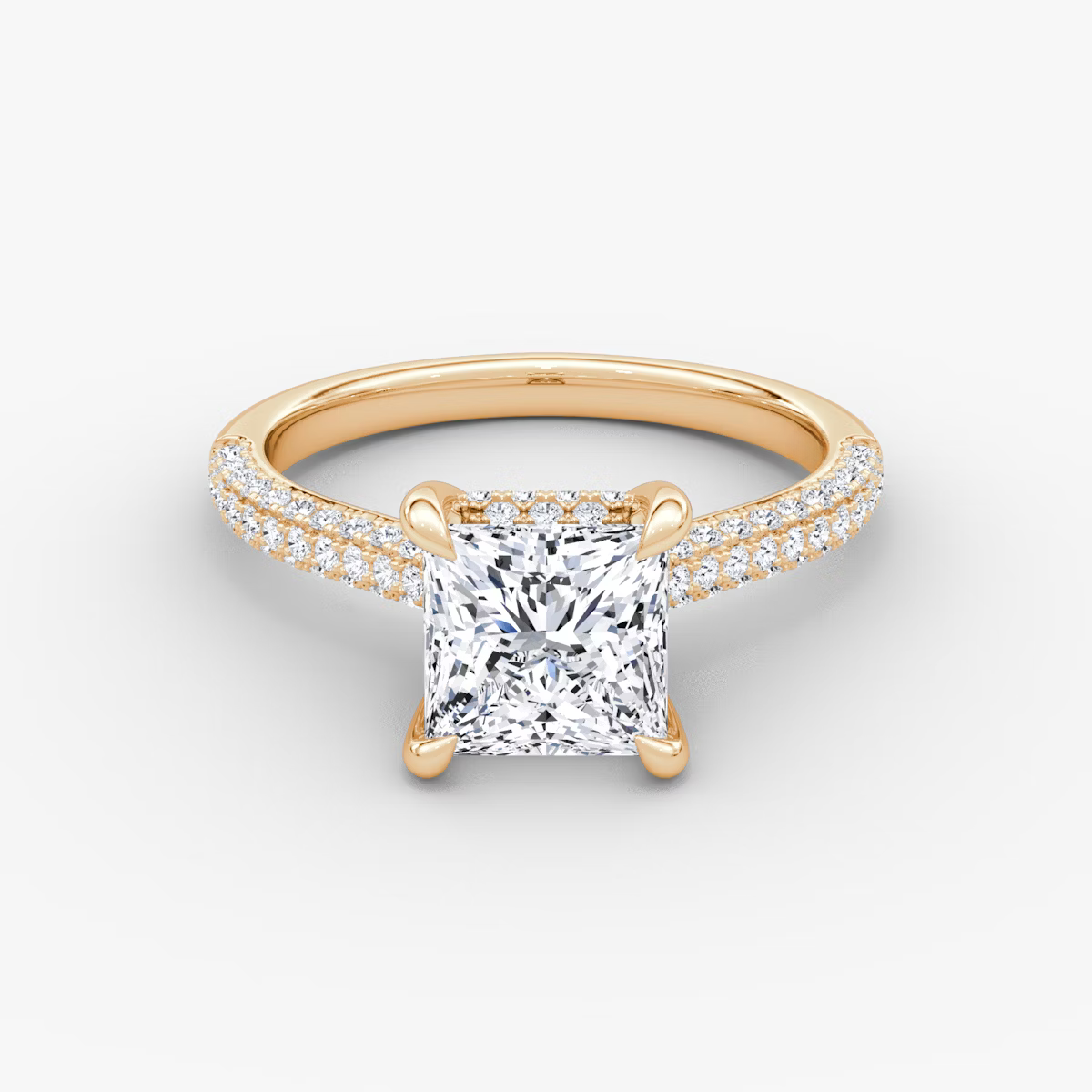 The Luxe Hidden Halo Pavé Princess Diamond Ring