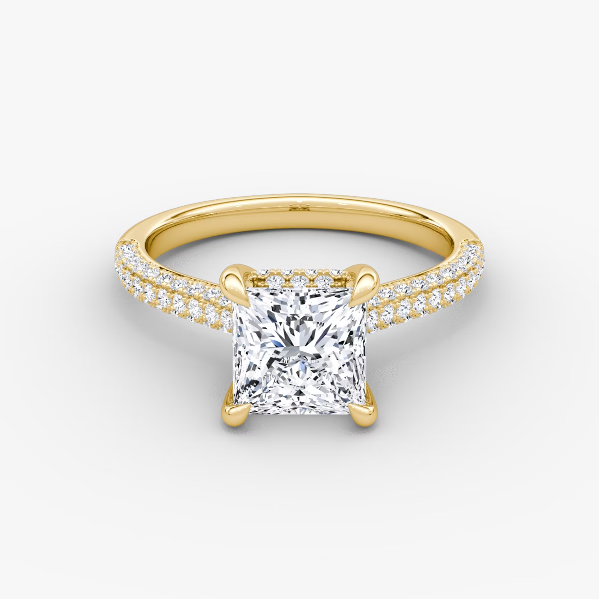 The Luxe Hidden Halo Pavé Princess Diamond Ring