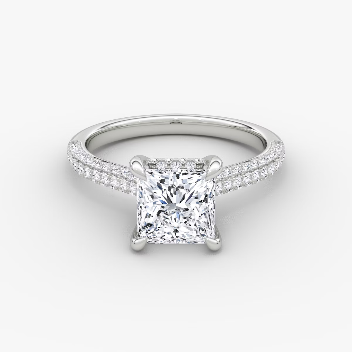 The Luxe Hidden Halo Pavé Princess Diamond Ring