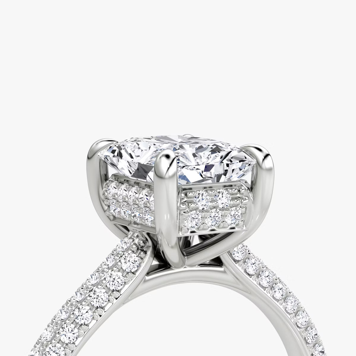The Luxe Hidden Halo Pavé Radiant Diamond Ring
