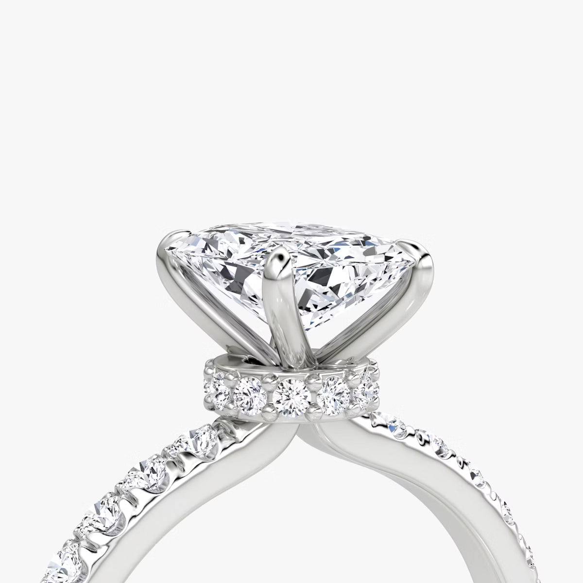 Radiant Secret Halo Diamond Ring with Pavé Setting