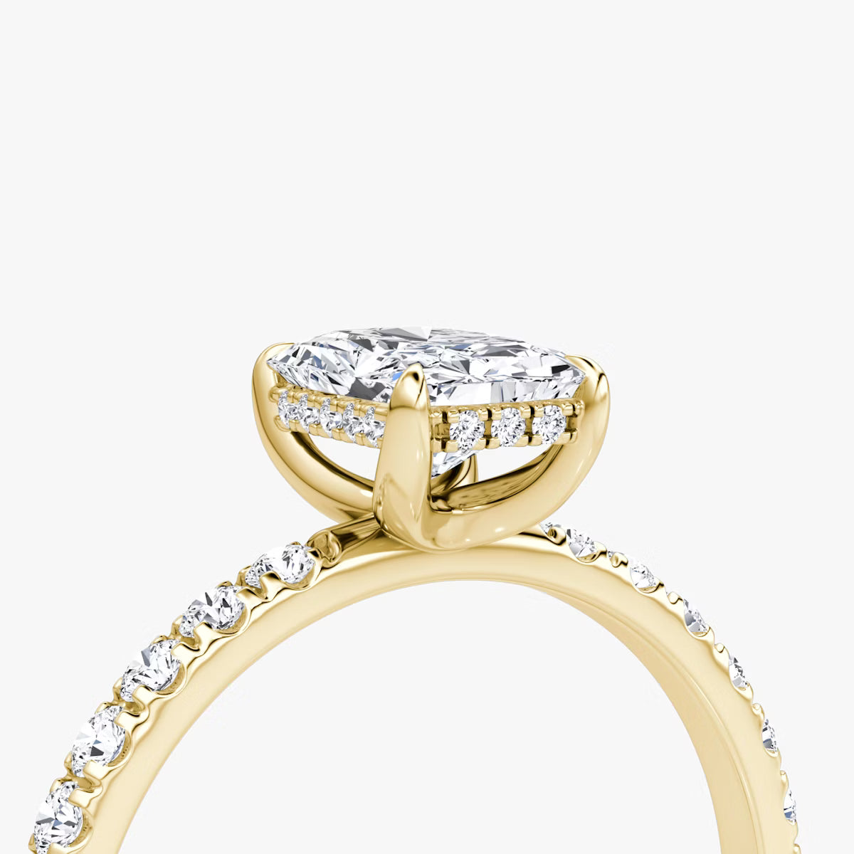 Radiant Hidden Halo Diamond Ring with Pavé Setting
