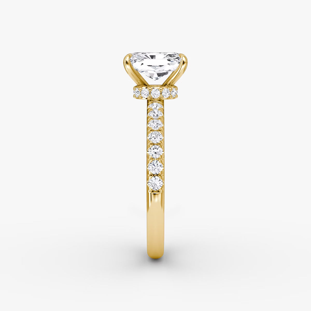 Radiant Secret Halo Diamond Ring with Pavé Setting