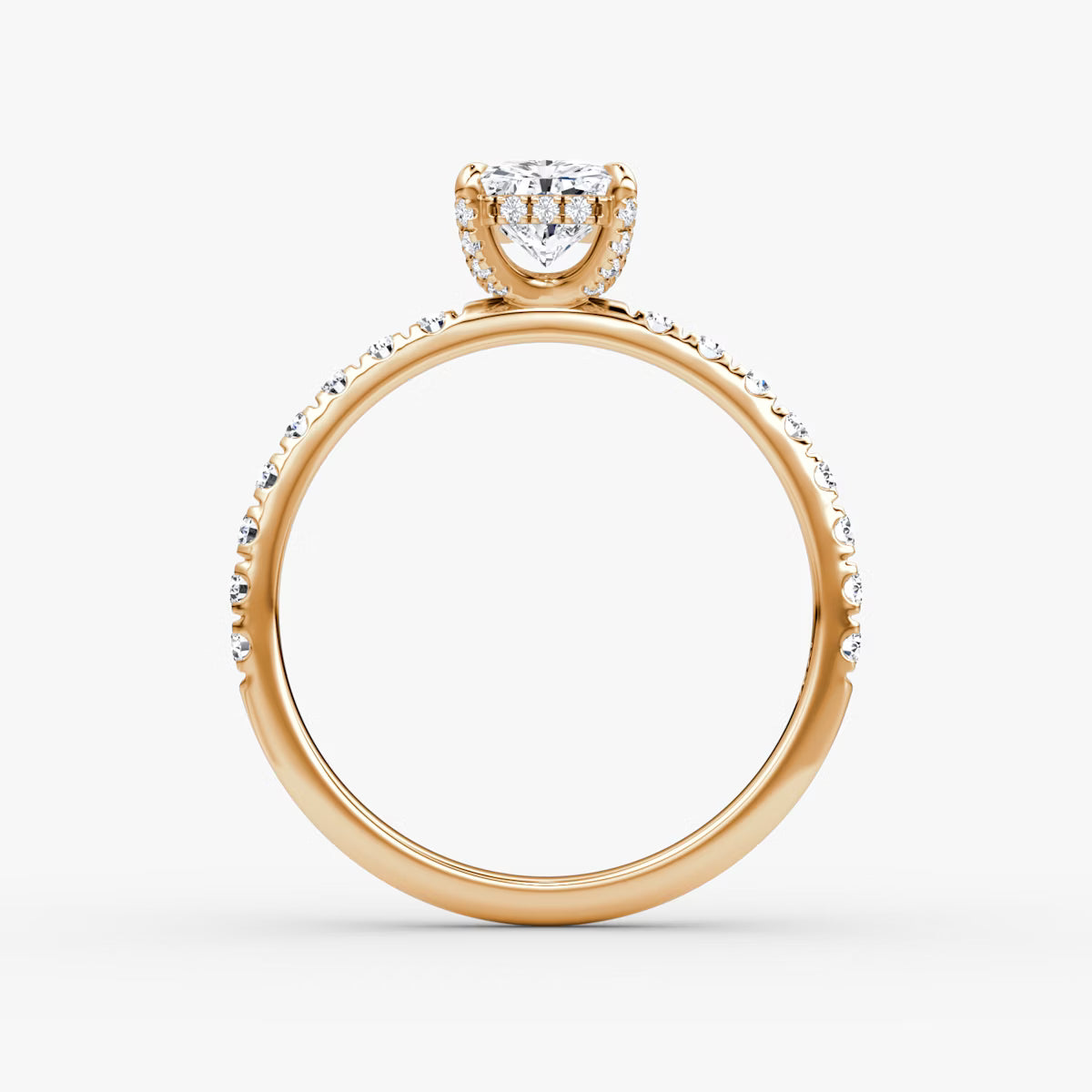 Radiant Hidden Halo Diamond Ring with Pavé Setting and Prong-Set Accents