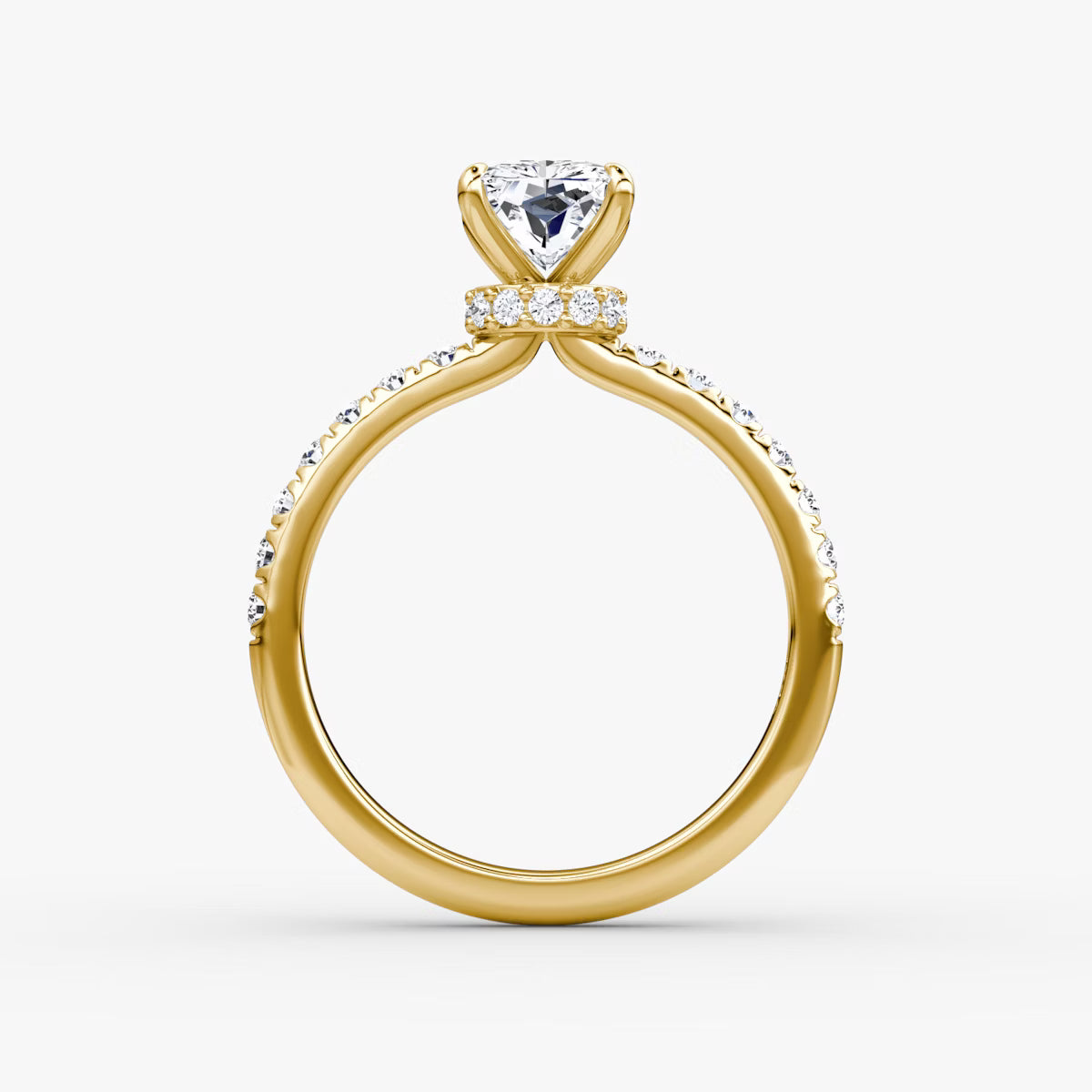 Radiant Secret Halo Diamond Ring with Pavé Setting