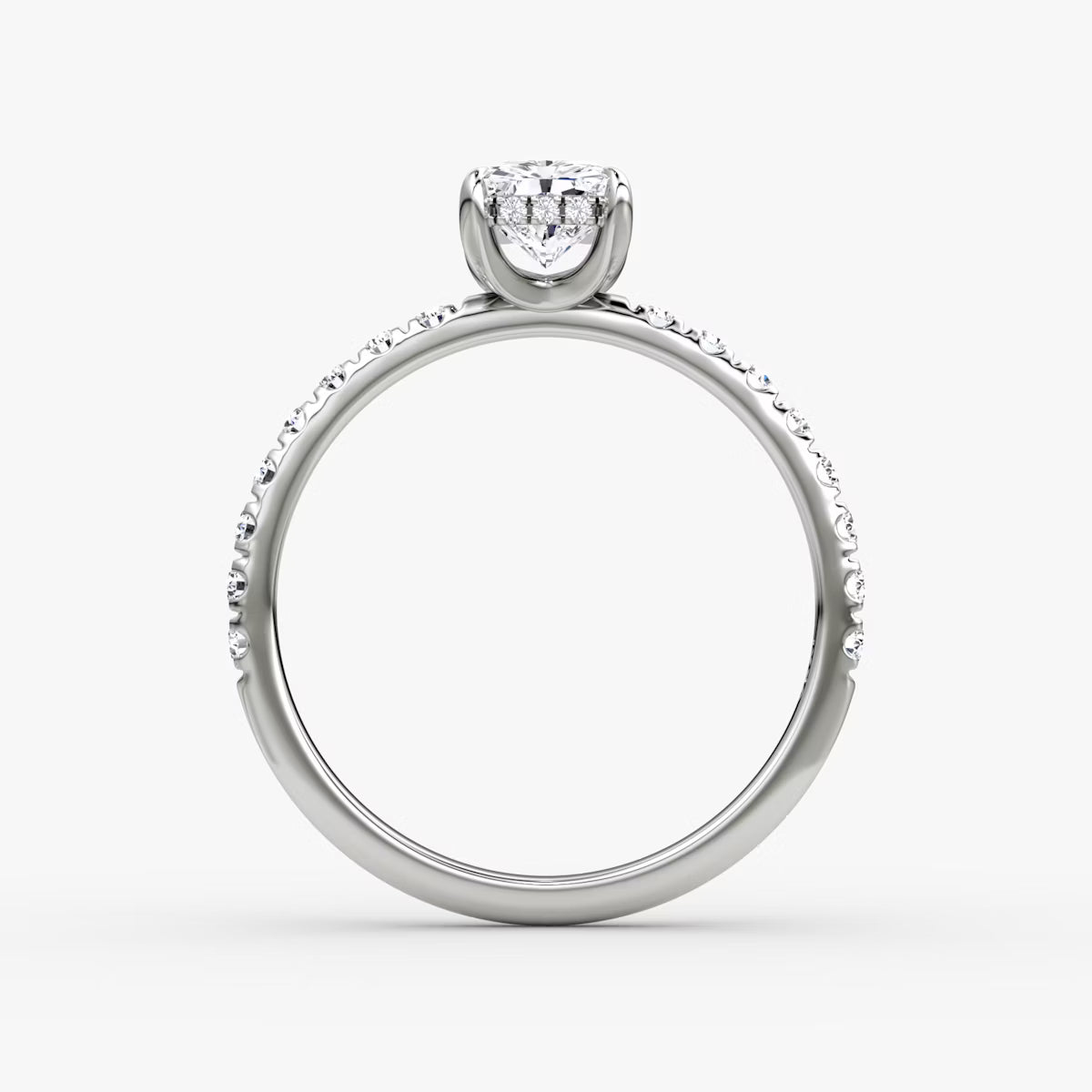 Radiant Hidden Halo Diamond Ring with Pavé Setting