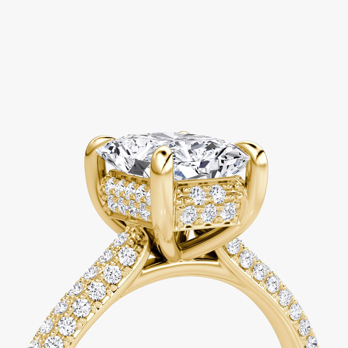 The Luxe Hidden Halo Pavé Radiant Diamond Ring