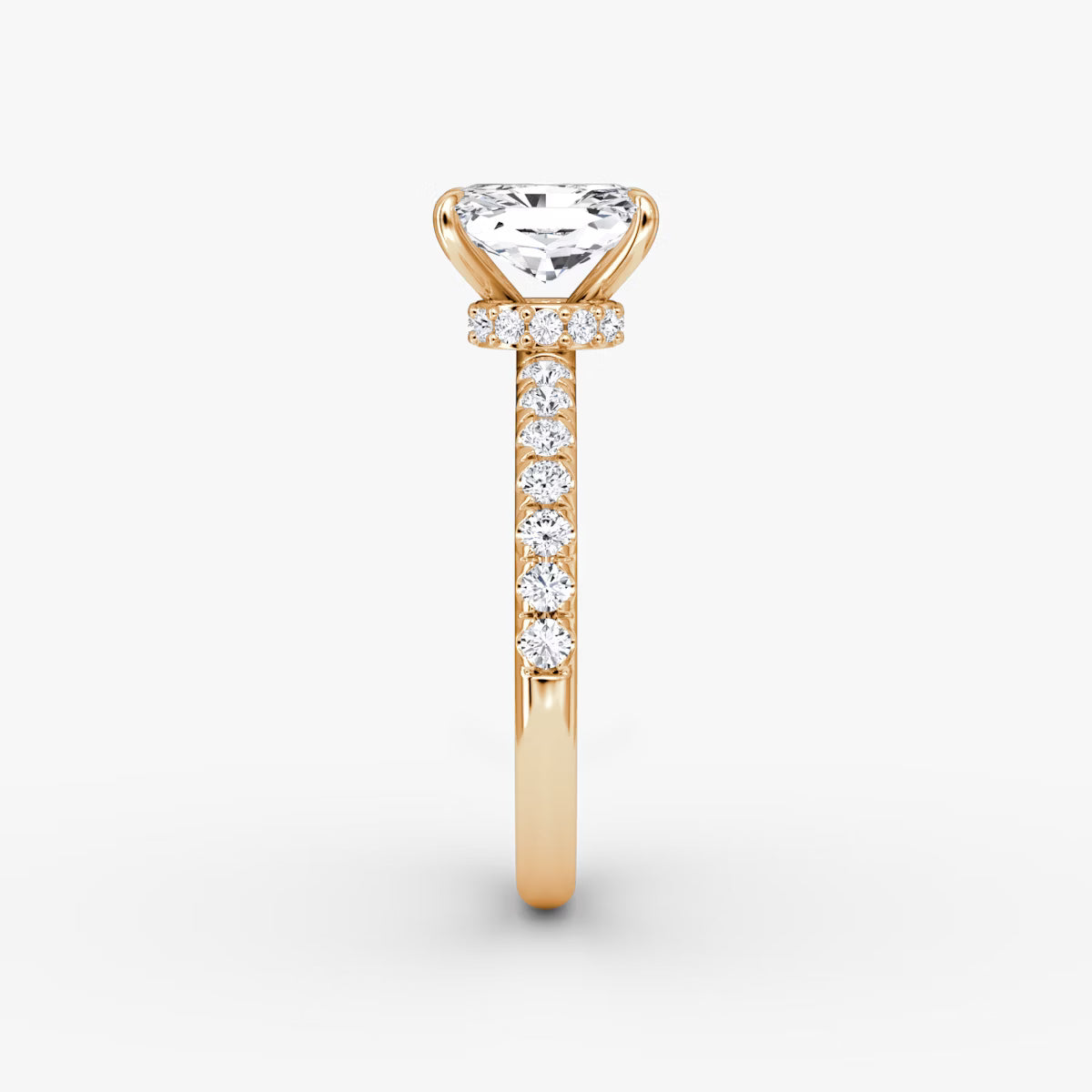 Radiant Secret Halo Diamond Ring with Pavé Setting