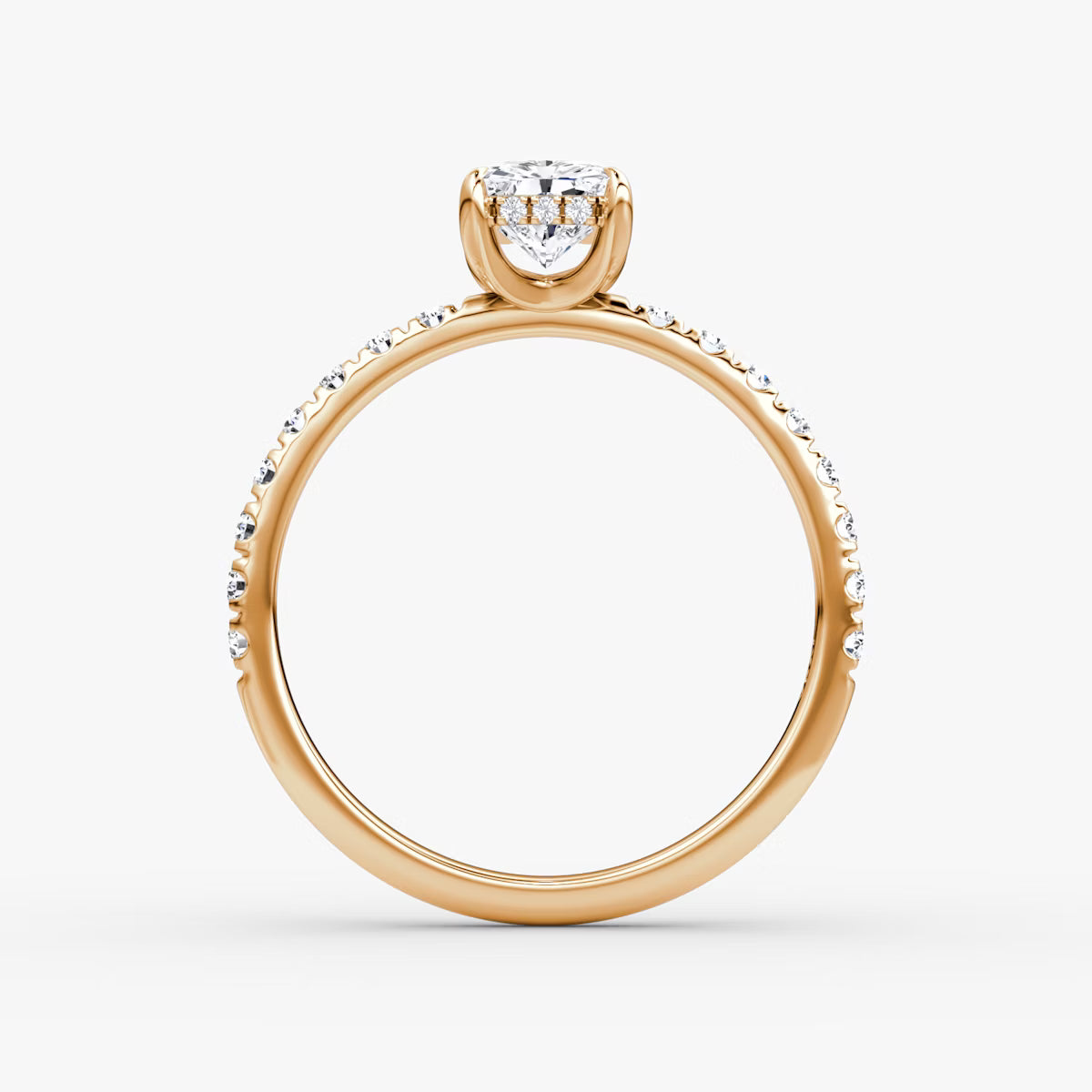 Radiant Hidden Halo Diamond Ring with Pavé Setting