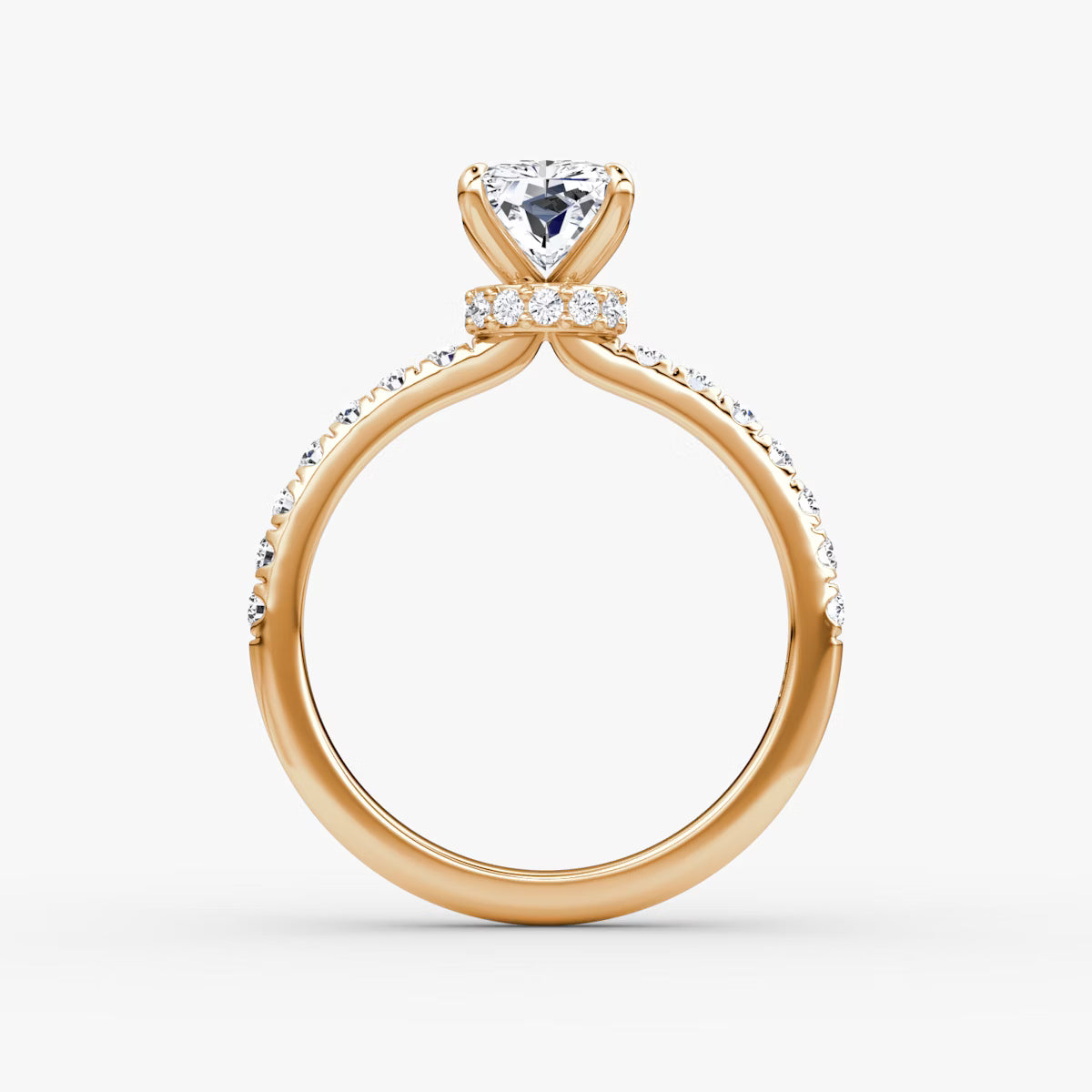 Radiant Secret Halo Diamond Ring with Pavé Setting