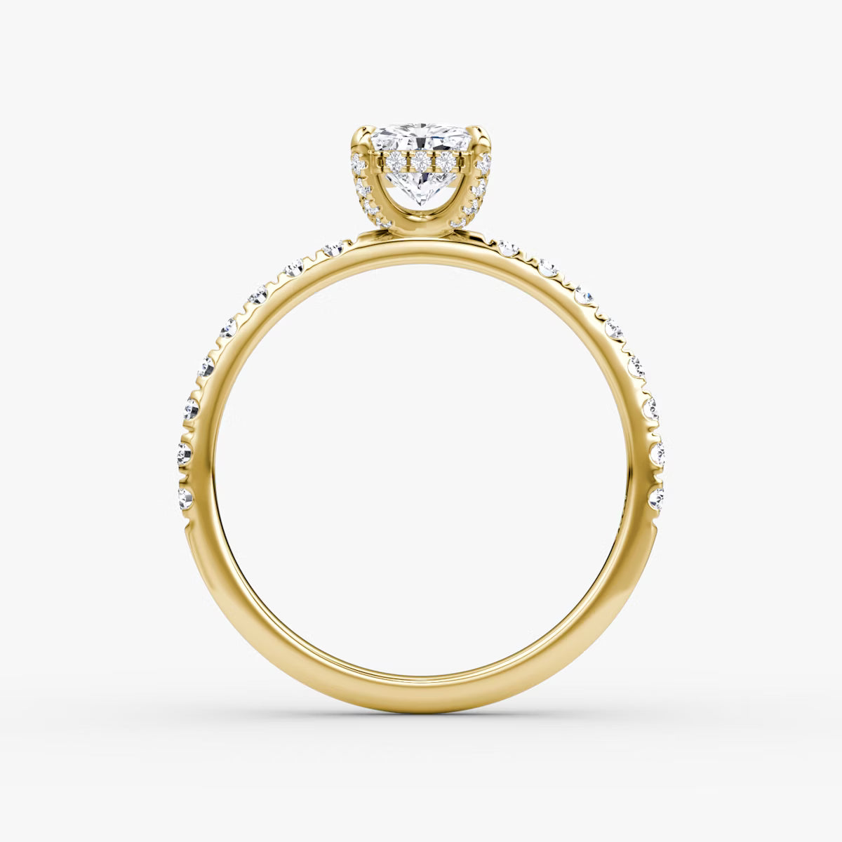 Radiant Hidden Halo Diamond Ring with Pavé Setting and Prong-Set Accents
