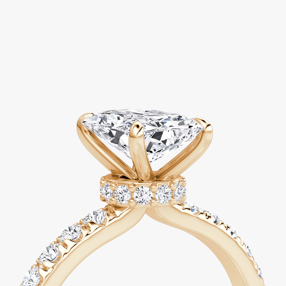 Radiant Secret Halo Diamond Ring with Pavé Setting