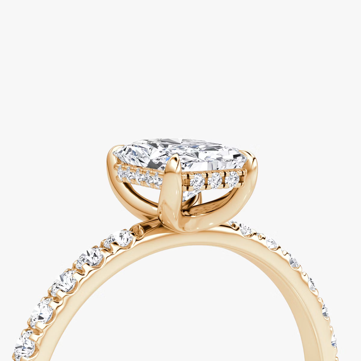 Radiant Hidden Halo Diamond Ring with Pavé Setting