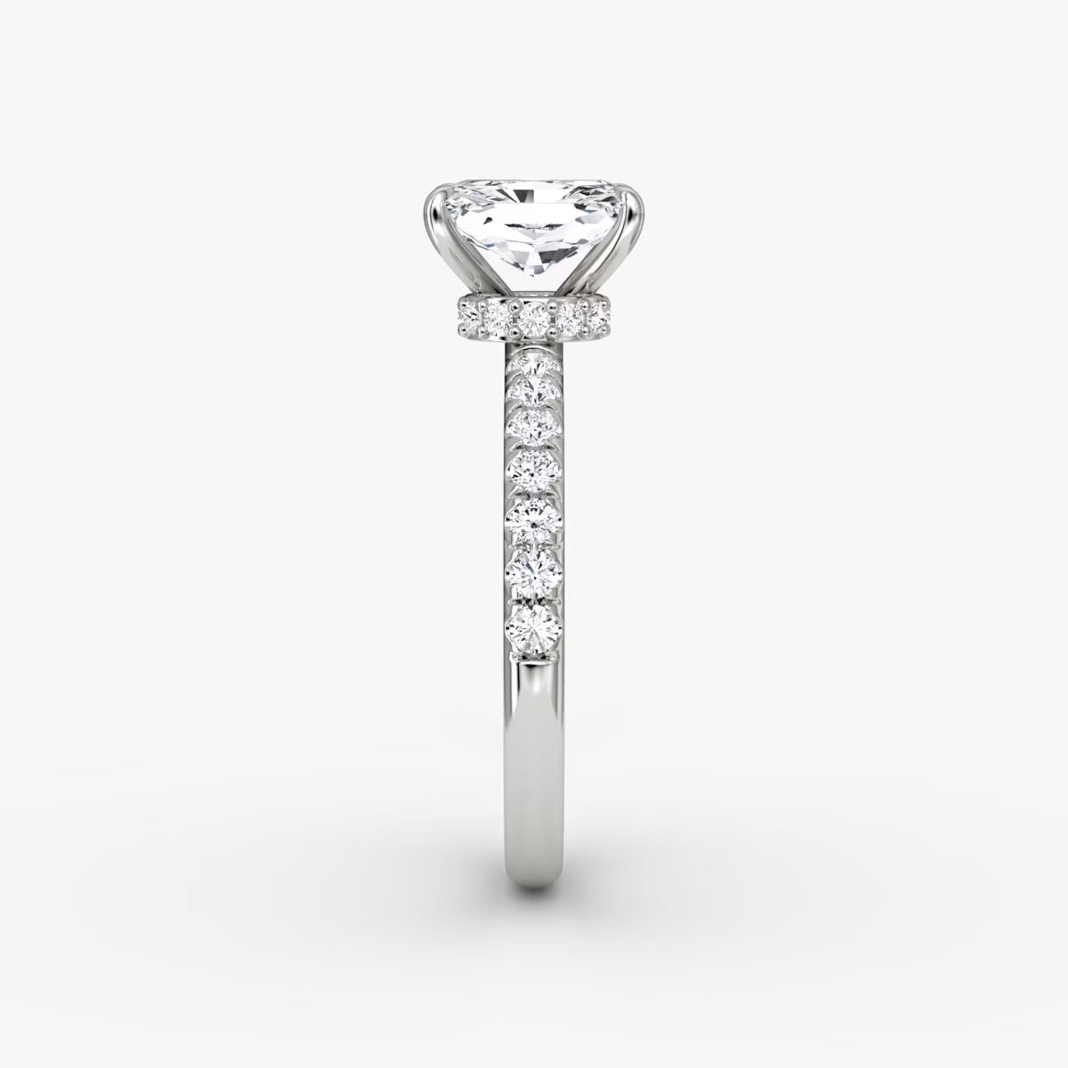 Radiant Secret Halo Diamond Ring with Pavé Setting