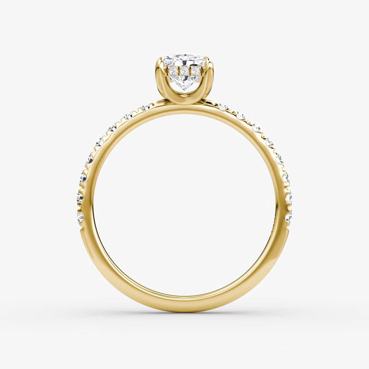 Radiant Hidden Halo Diamond Ring with Pavé Setting