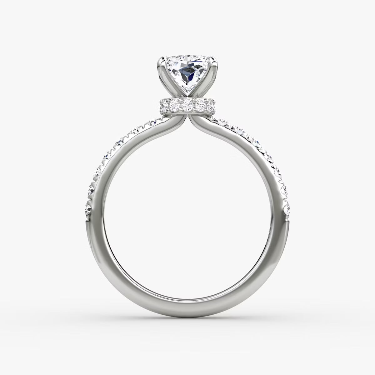 Radiant Secret Halo Diamond Ring with Pavé Setting