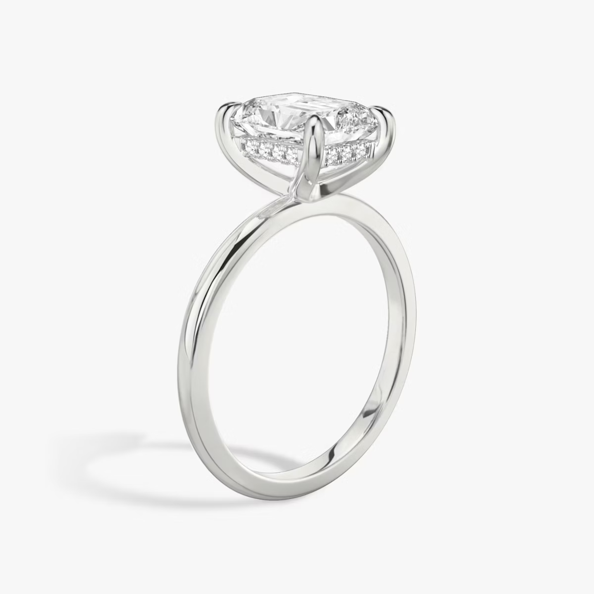 Radiant Hidden Halo Diamond Ring