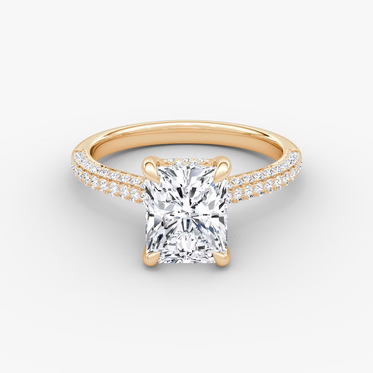 The Luxe Hidden Halo Pavé Radiant Diamond Ring