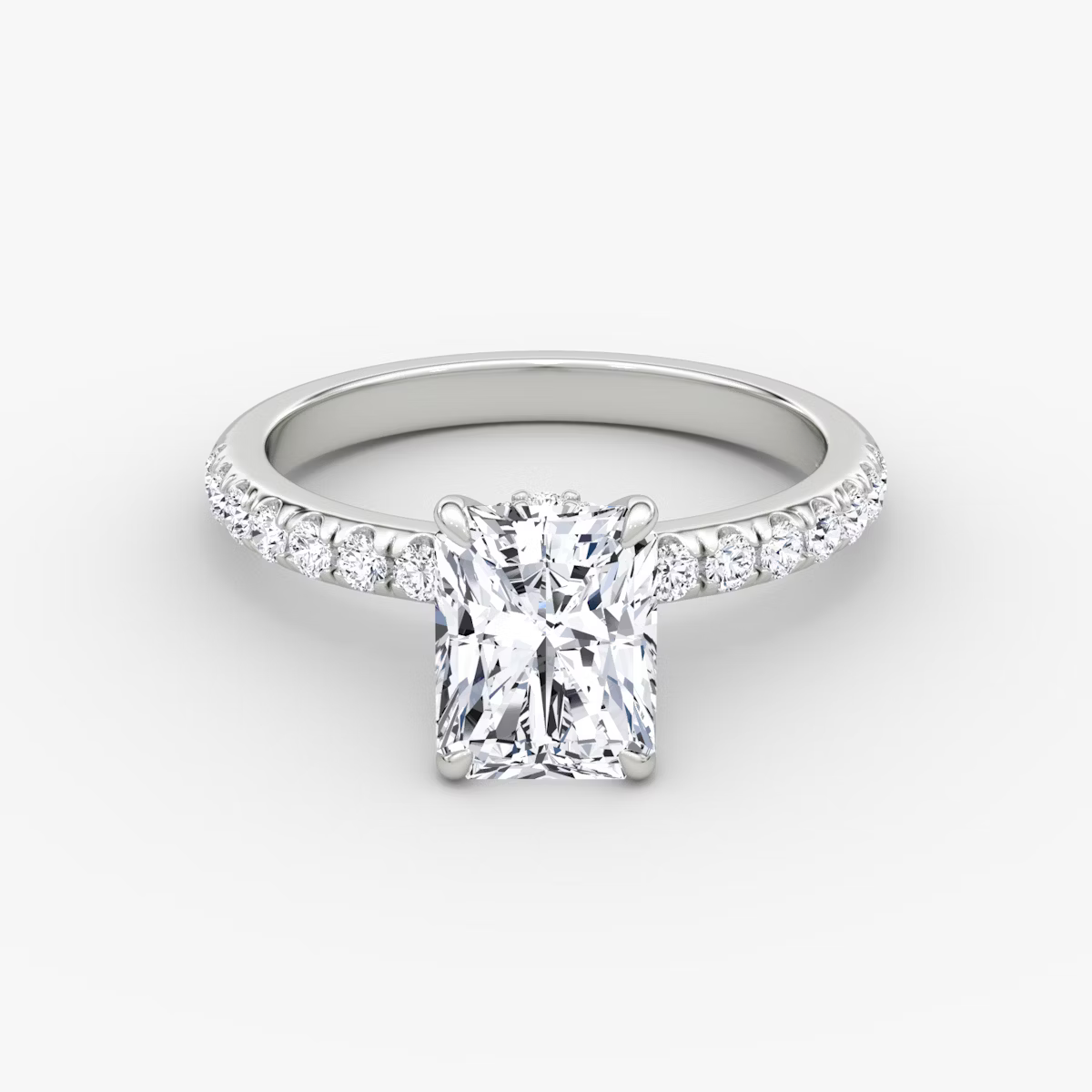 Radiant Secret Halo Diamond Ring with Pavé Setting