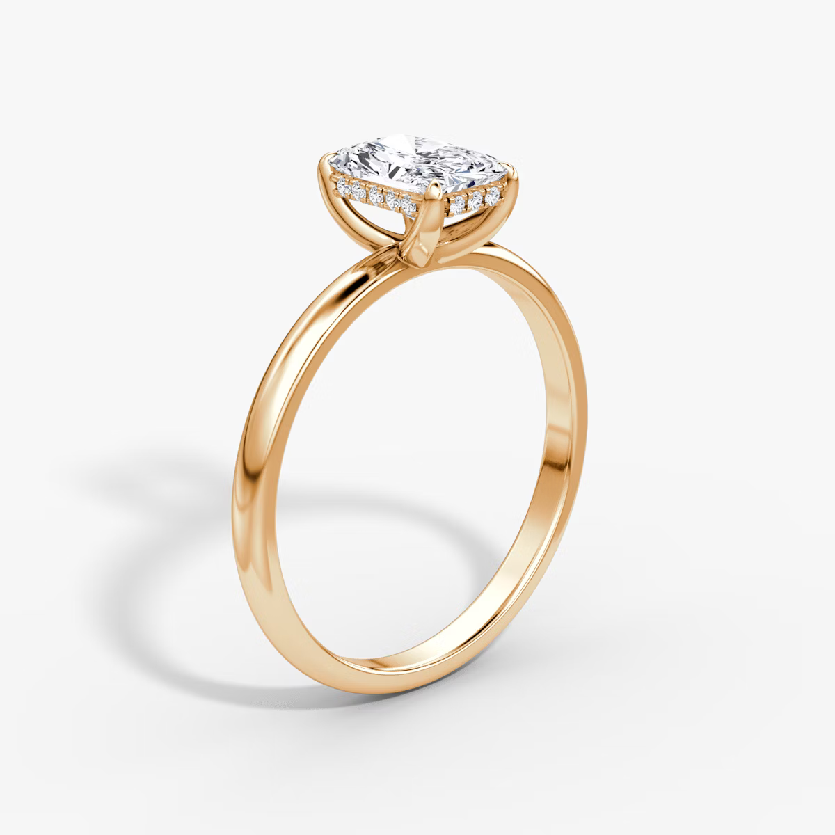 Radiant Hidden Halo Diamond Ring