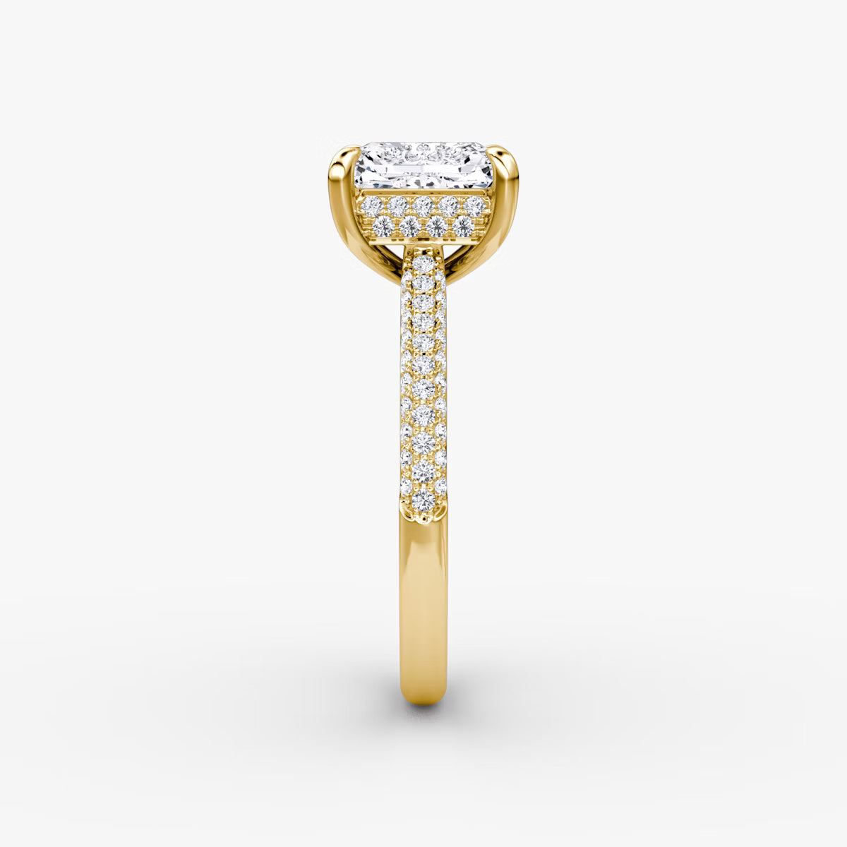 The Luxe Hidden Halo Pavé Radiant Diamond Ring