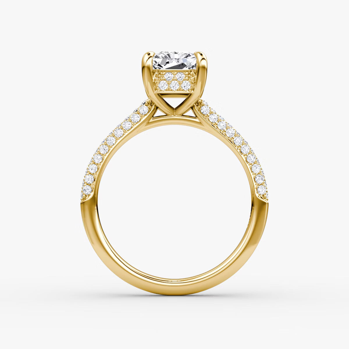 The Luxe Hidden Halo Pavé Radiant Diamond Ring