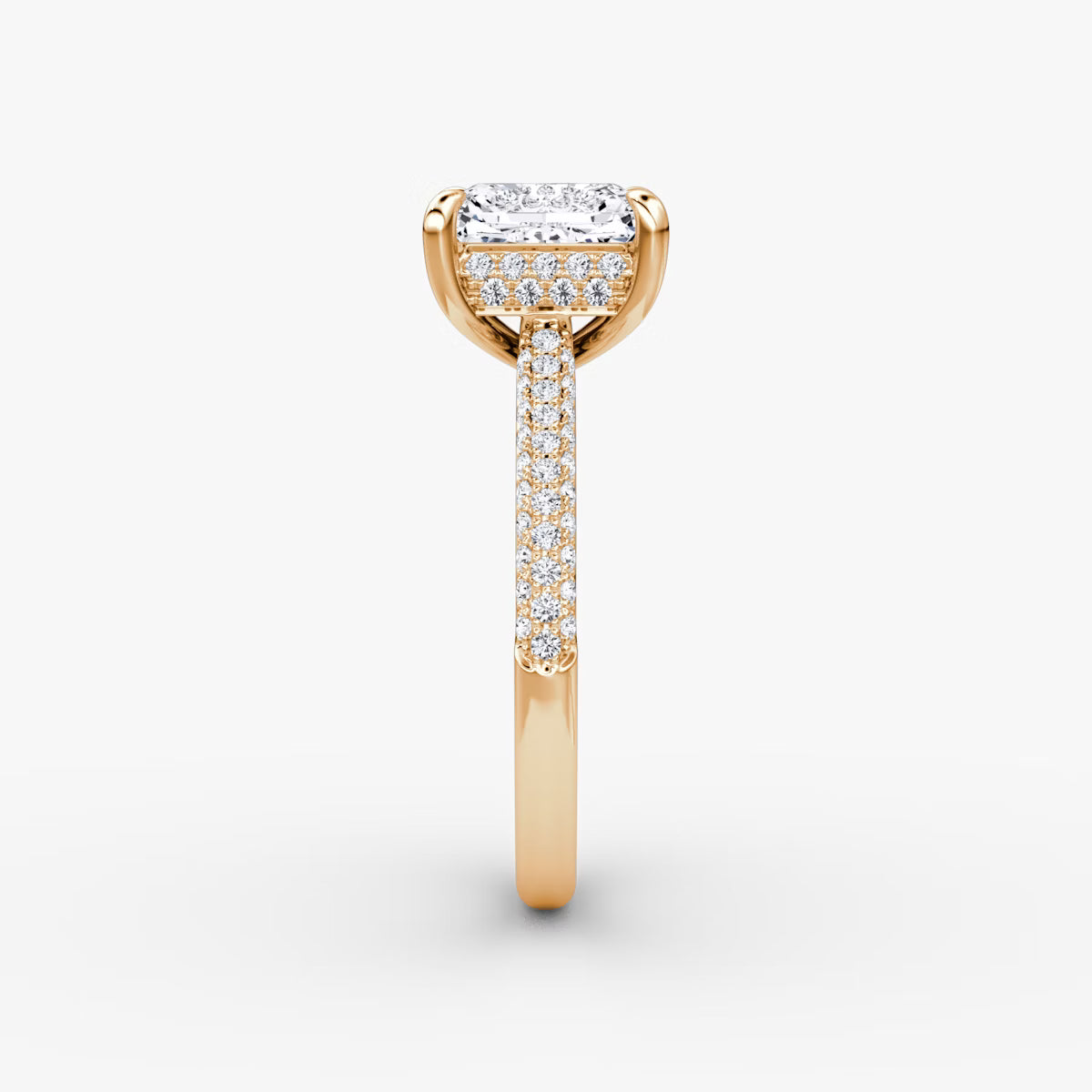The Luxe Hidden Halo Pavé Radiant Diamond Ring