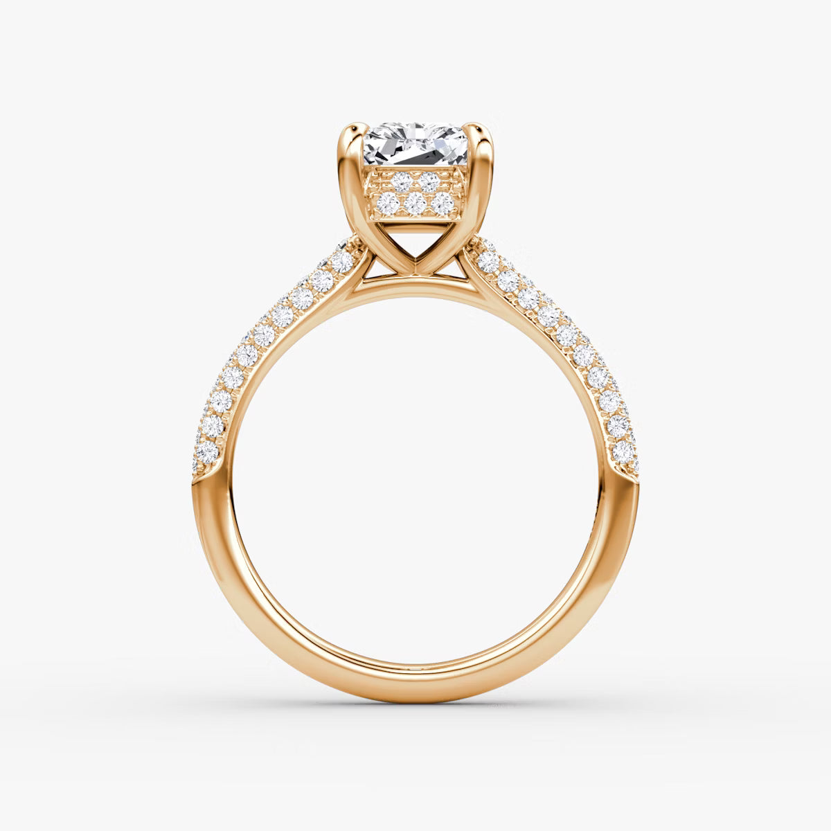 The Luxe Hidden Halo Pavé Radiant Diamond Ring