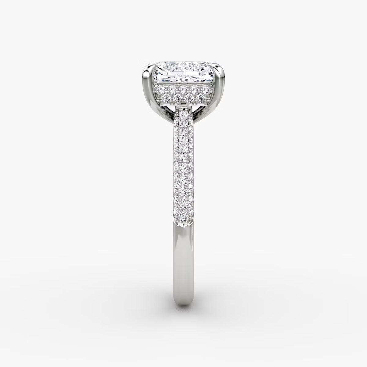 The Luxe Hidden Halo Pavé Radiant Diamond Ring