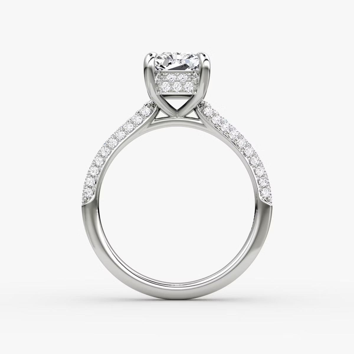 The Luxe Hidden Halo Pavé Radiant Diamond Ring