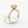 The Sculpted Round Hidden Halo Diamond Ring with Pavé Setting