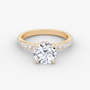 Round Secret Halo Diamond Ring with Pavé Setting