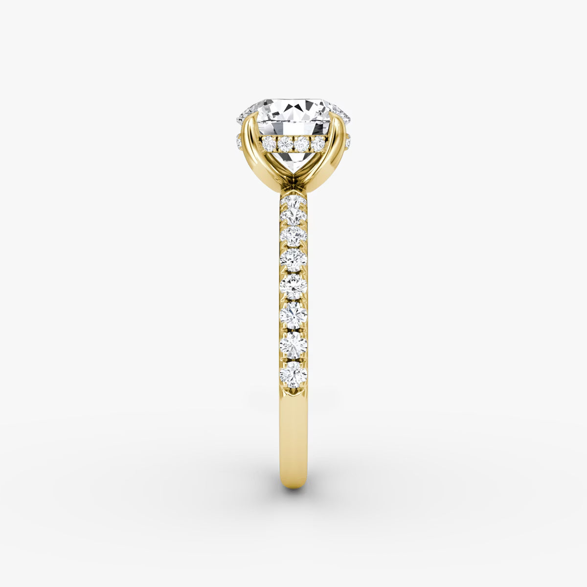 Round Hidden Halo Diamond Ring with Pavé Setting