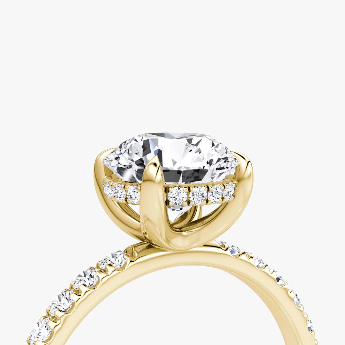 Round Hidden Halo Diamond Ring with Pavé Setting