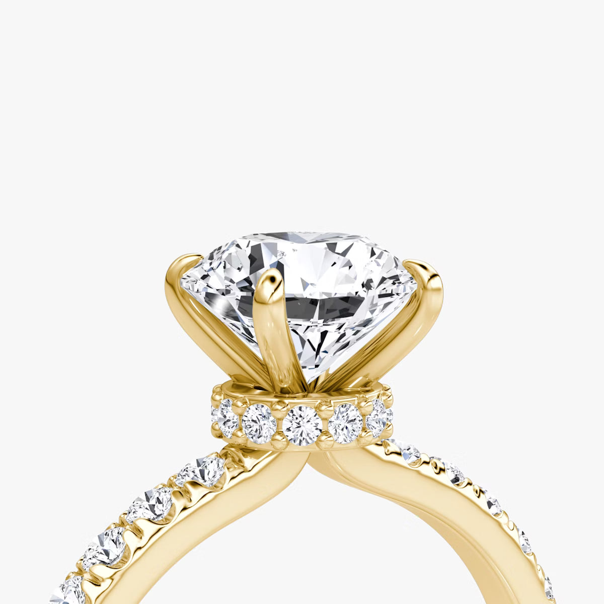 Round Secret Halo Diamond Ring with Pavé Setting