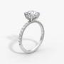 Cushion Hidden Halo Diamond Ring with Pavé Setting and Prong-Set Accents